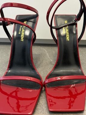 Saint Laurent Strappy Red Sandals